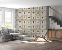 Neutral Jeweled Elegance Wall Mural in a Living room space., GD8993