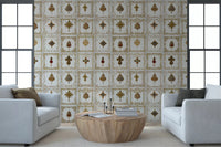 Jeweled Elegance Pattern Wall Mural inside a Living room., GD8993
