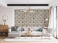 Ornate Jeweled Elegance Wall Mural within a modern living room., GD8993