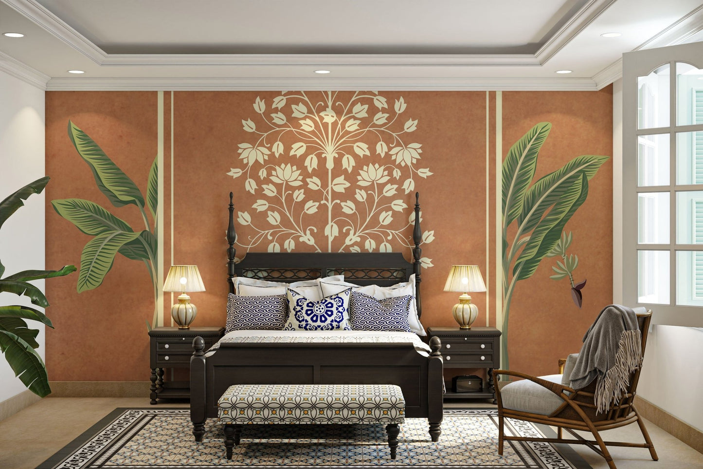 Classic Indian arch and plant wall design

