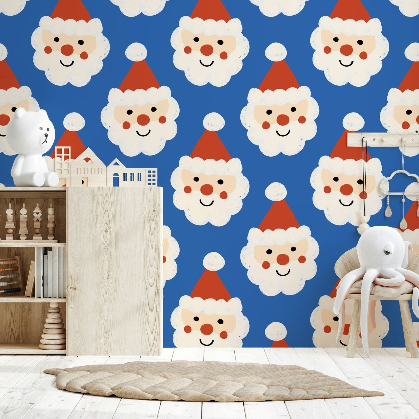 Whimsical Santa design, a peel and stick wallpaper selection.