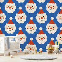 Fun Santa faces create a happy Jolly Holiday wallpaper design.