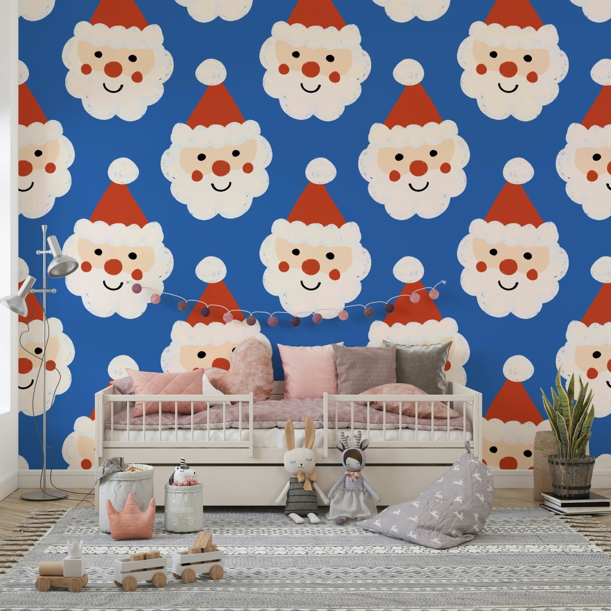 A cheerful Santa motif for wallpaper for walls decoration.