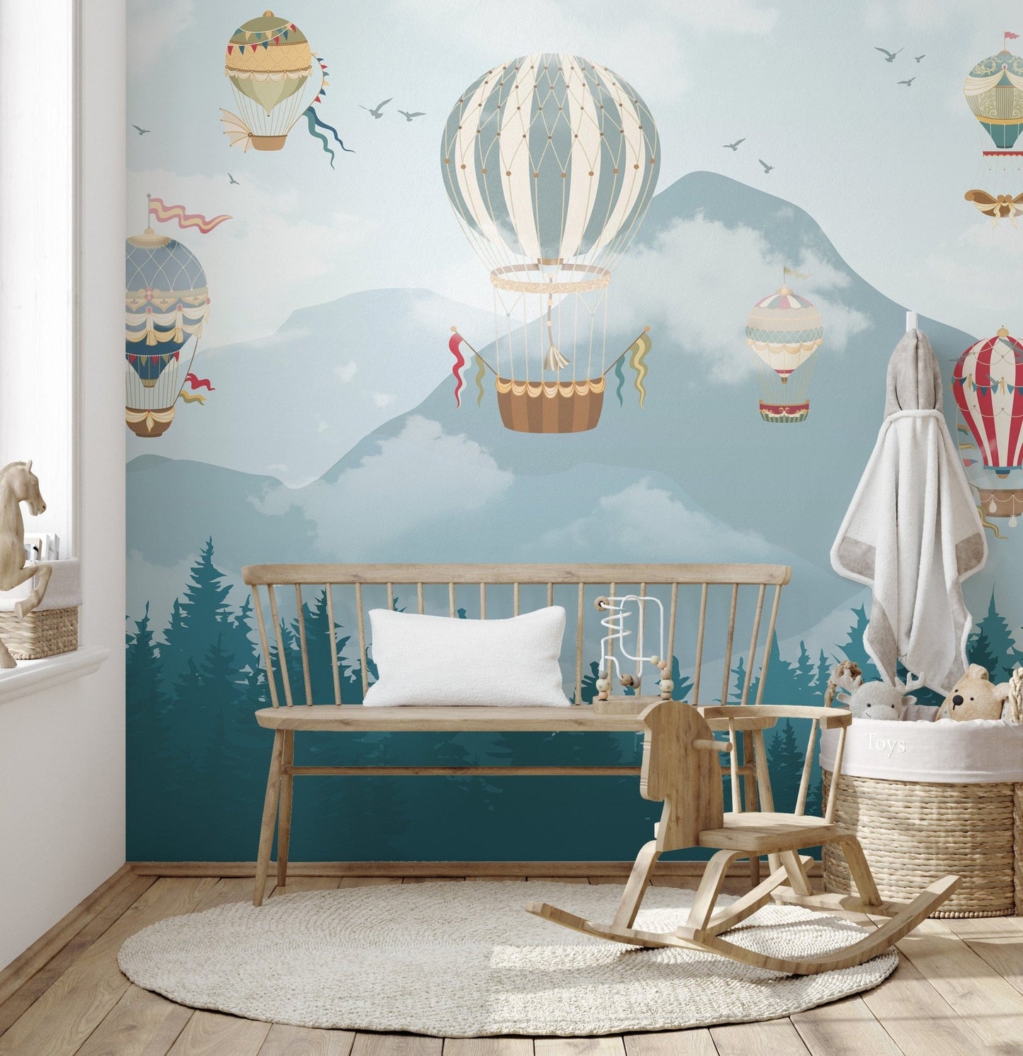 Jolly hot air balloons kids room wallpaper mural A173