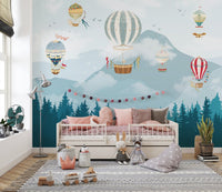 Kids room mural with jolly hot air balloons A173