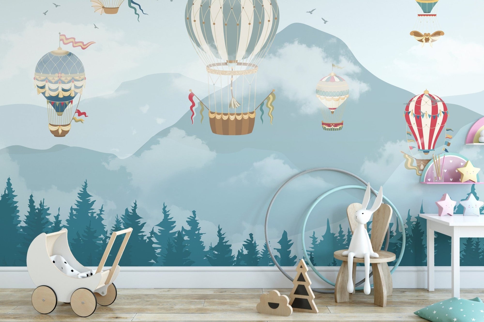 Jolly Hot Air Balloons Kids Room Wallpaper Mural A173