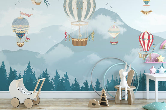 Jolly Hot Air Balloons Kids Room Wallpaper Mural A173
