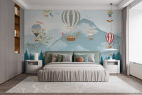 Whimsical hot air balloons mural for children's room A173