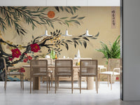 Dining area accent wall showcasing the historic art of the Joseon era style Tranquil mind Wall Mural.