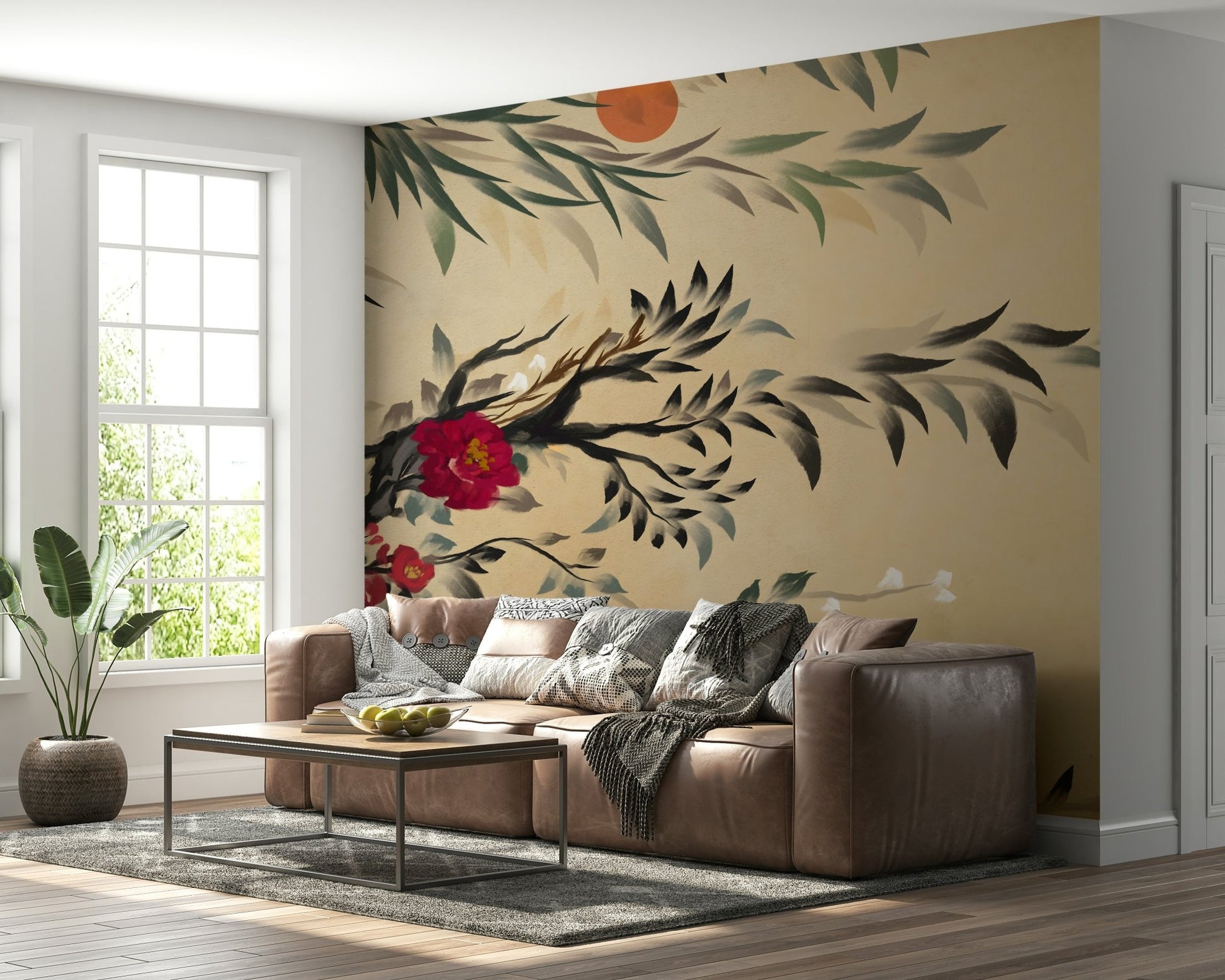 Installation of the removable peel and stick wallpaper Joseon era style Tranquil mind.