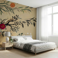 Artistic hand-painted look of the mountains and clouds in Joseon era style Tranquil mind Wall Mural.