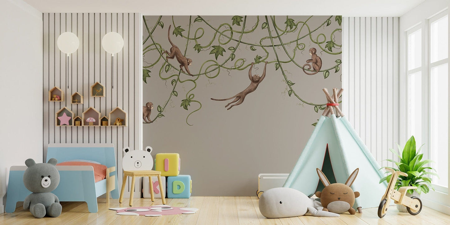 Nursery walls shine bright with Joyful Monkey wallpaper C430