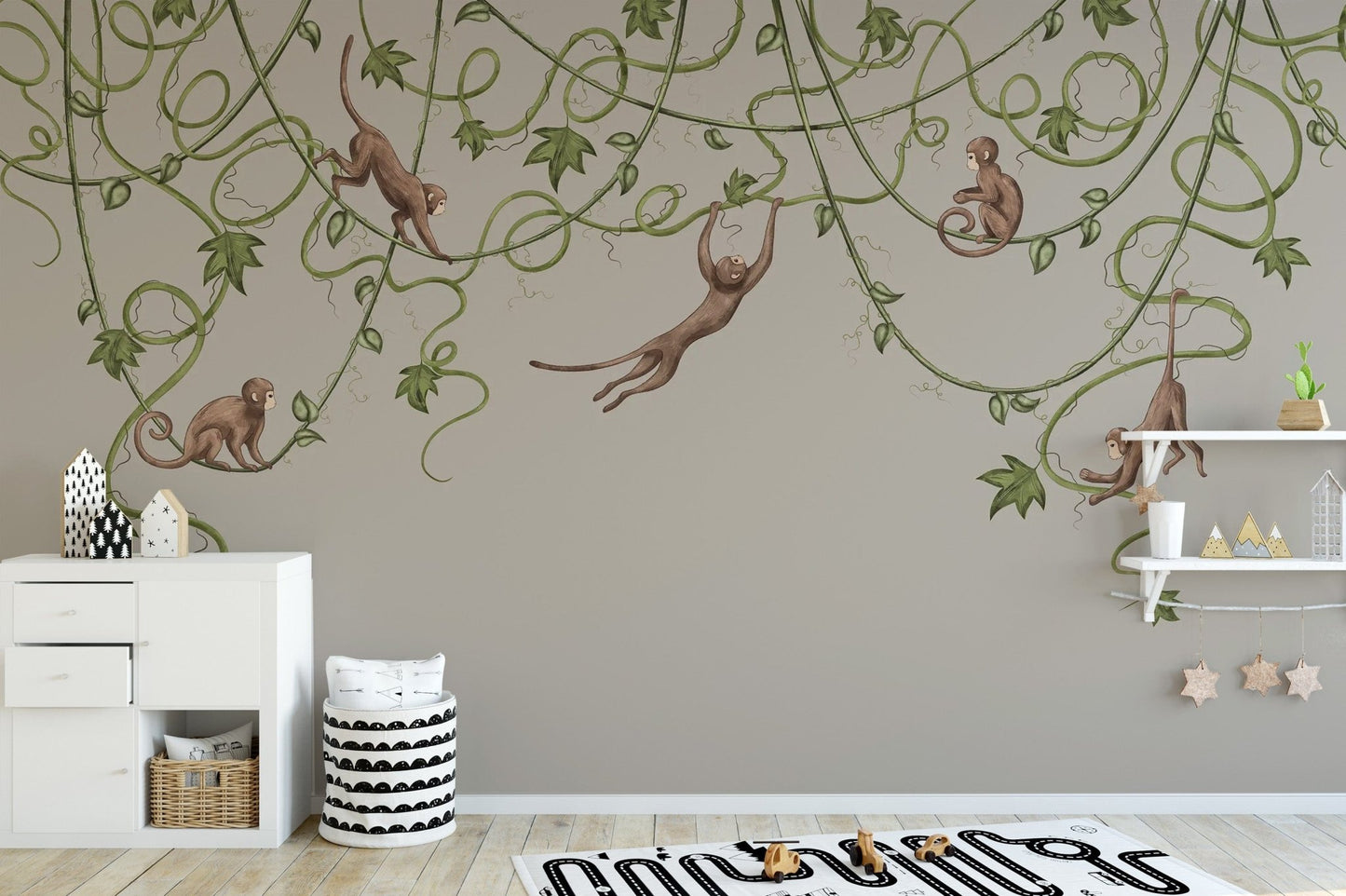 Adorable Joyful Monkey wallpaper enlivens your kid's room C430