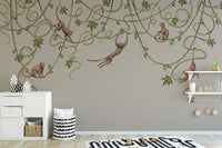Adorable Joyful Monkey wallpaper enlivens your kid's room C430