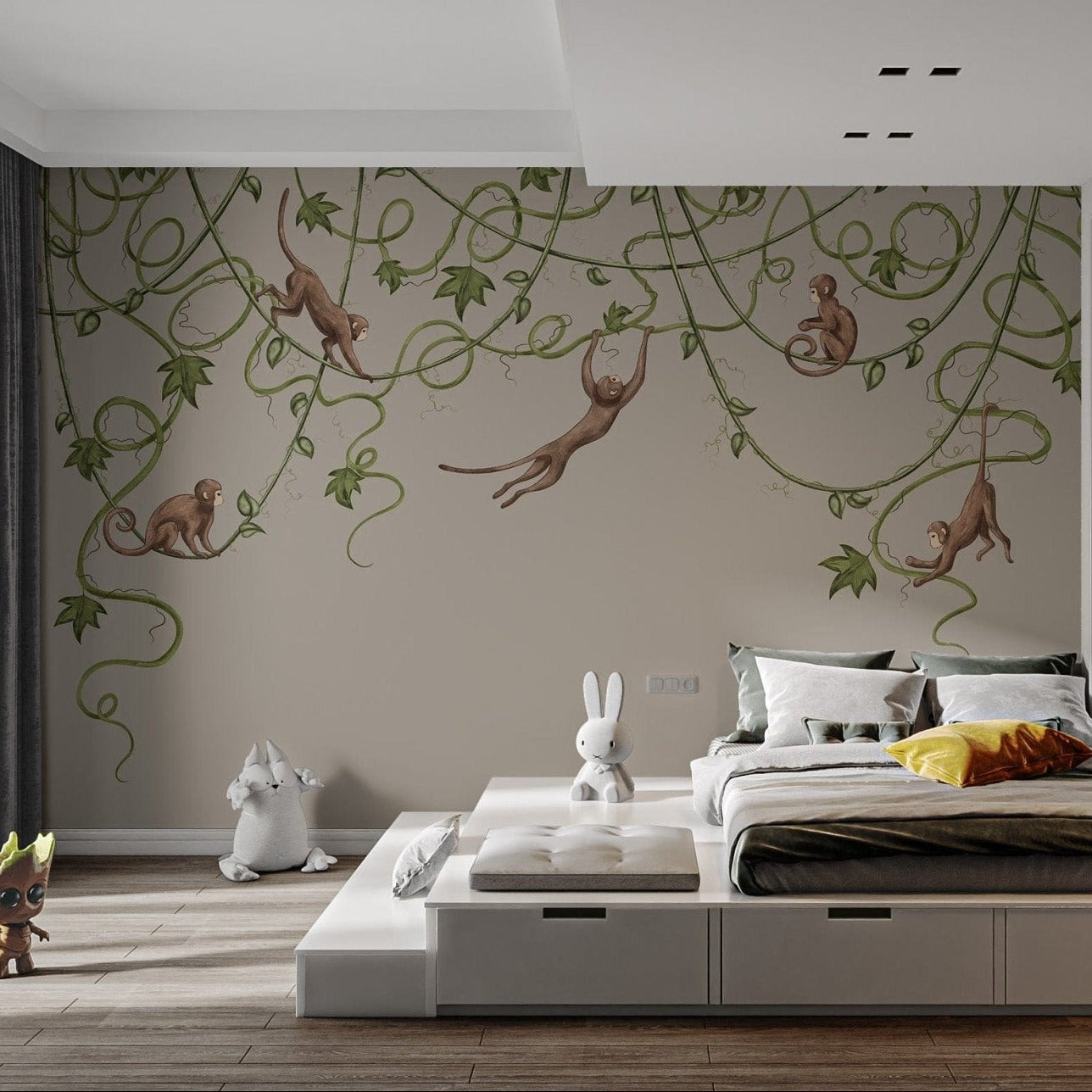 Joyful Monkey Nursery Wallpaper - Giffywalls C430
