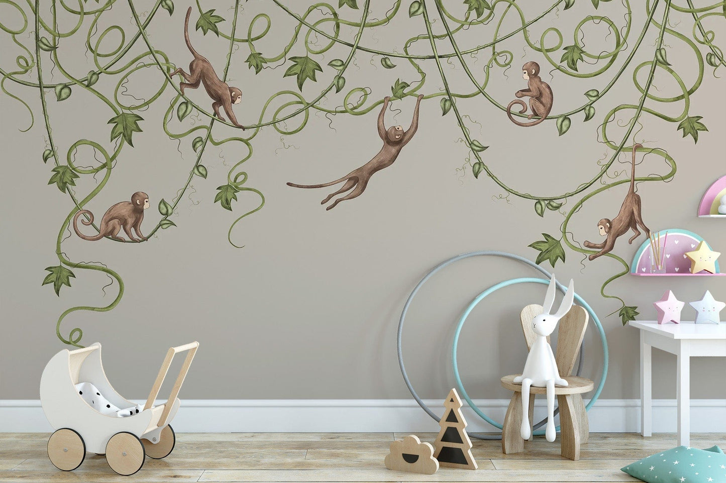 Joyful Monkey Nursery Wallpaper - Giffywalls C430