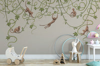 Joyful Monkey Nursery Wallpaper - Giffywalls C430