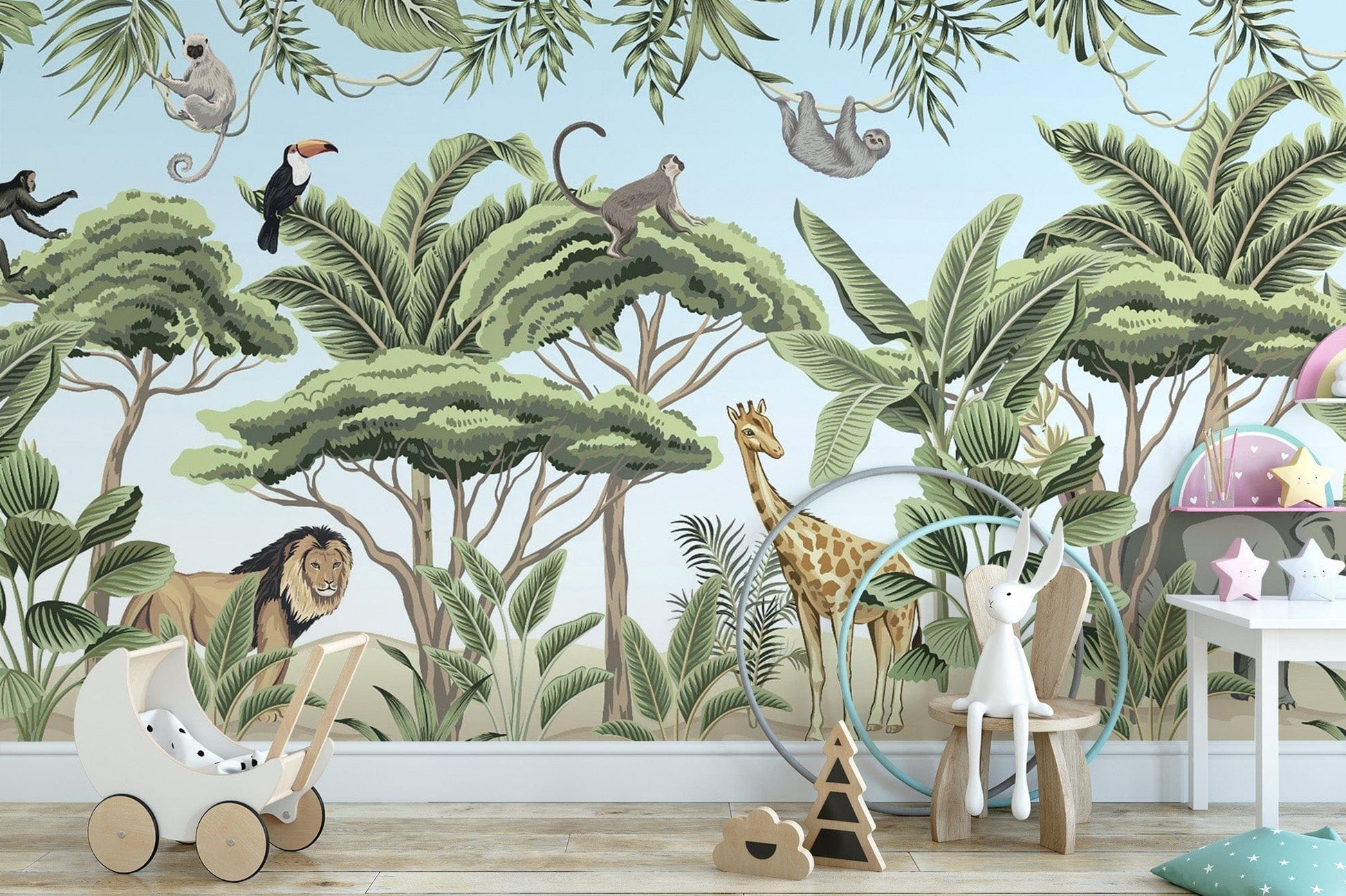 Jungle Adventure Animals Wallpaper Mural - Giffywalls tropical-24