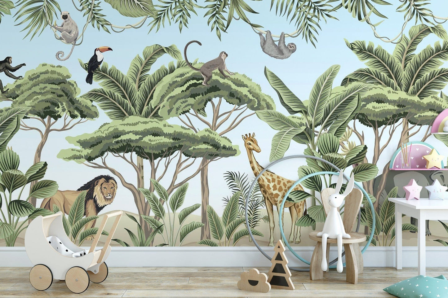 Jungle Adventure Animals Wallpaper Mural - Giffywalls