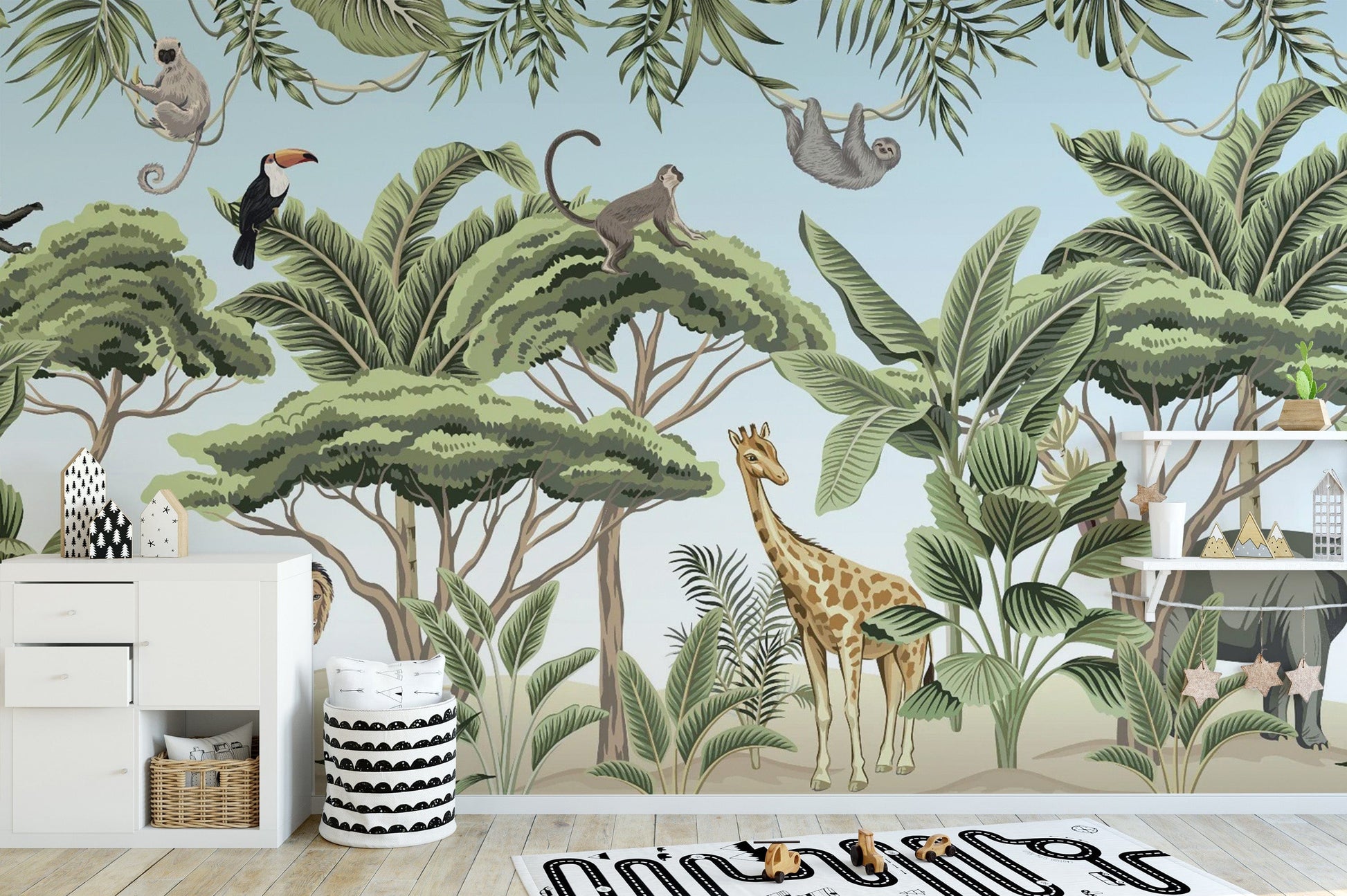 Jungle Adventure Animals Wallpaper Mural - Giffywalls