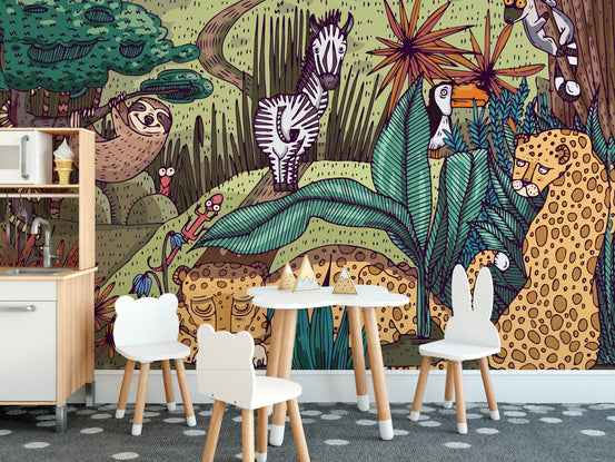 Jungle Animals wallpaper for kids room decor A722