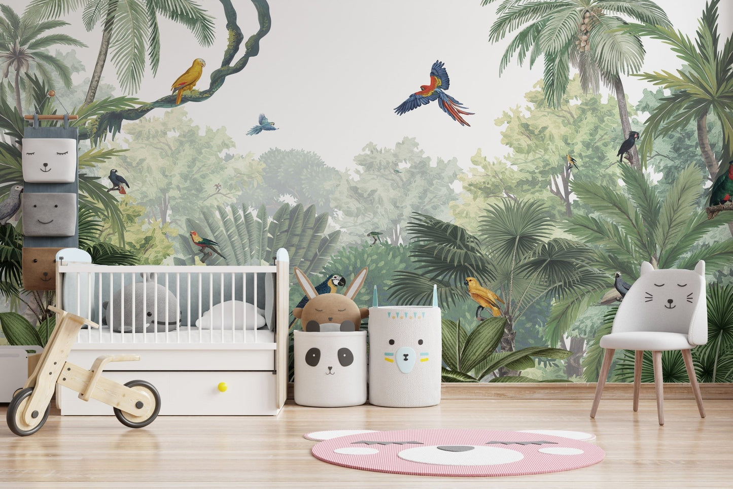Jungle natural tropical wallpaper with birds and greenery KB14