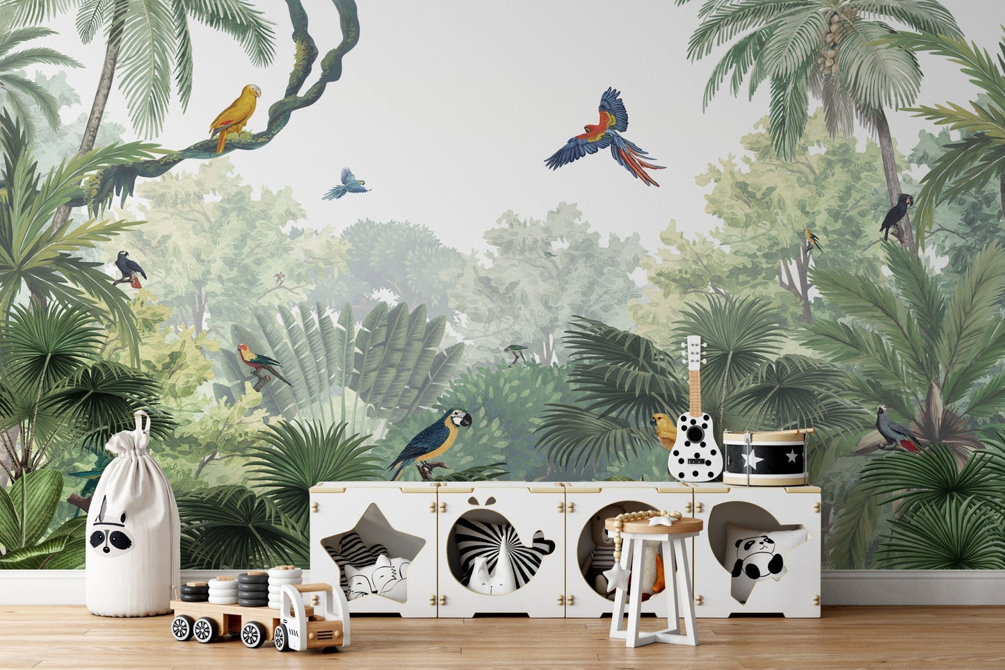 Tropical jungle wallpaper mural with vibrant canopy design KB14