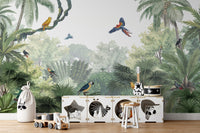 Tropical jungle wallpaper mural with vibrant canopy design KB14