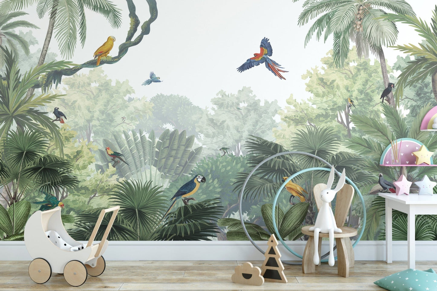 Tropical wallpaper mural showcasing lush jungle canopy KB14