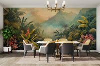 Dense tropical foliage and vibrant greens.

