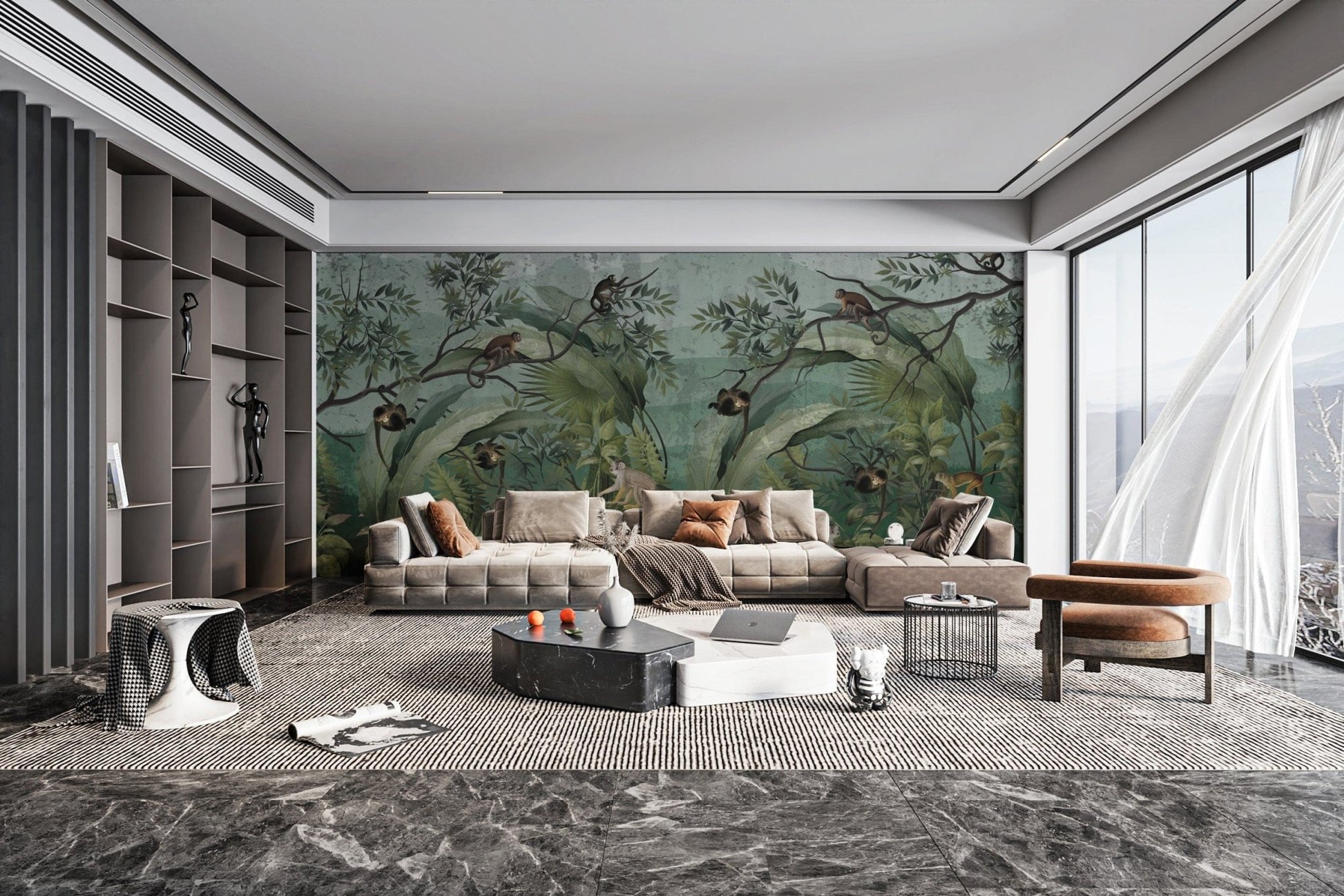 Nature-inspired monkey jungle wallpaper
