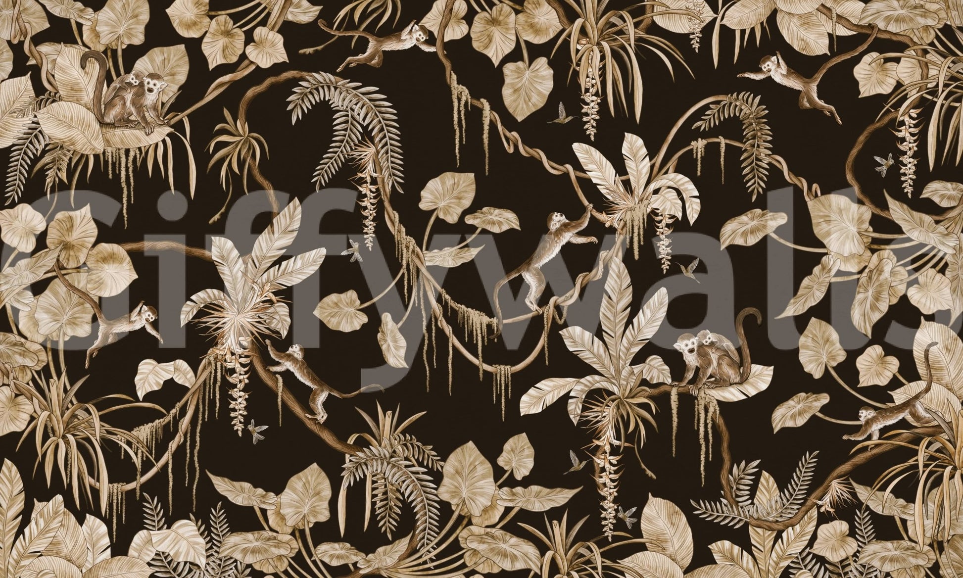 Bedroom headboard wall with the green Jungle Canopy.