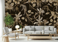 Stylish office accented by the Jungle Canopy wallpaper mural.