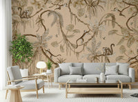 The patterned texture of the Jungle Escapade wallpaper mural.