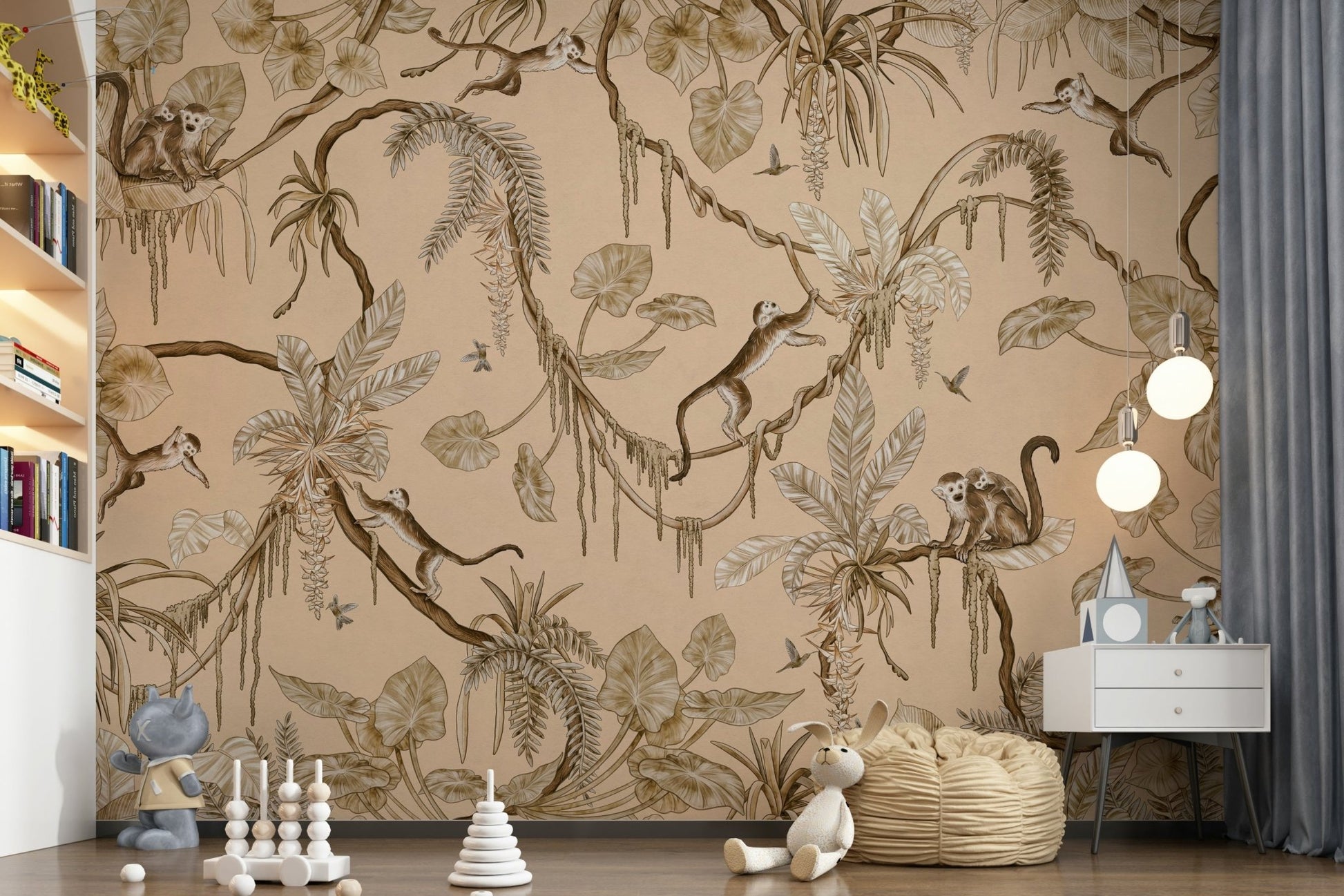 Jungle Escapade peel and stick wallpaper applied easily.