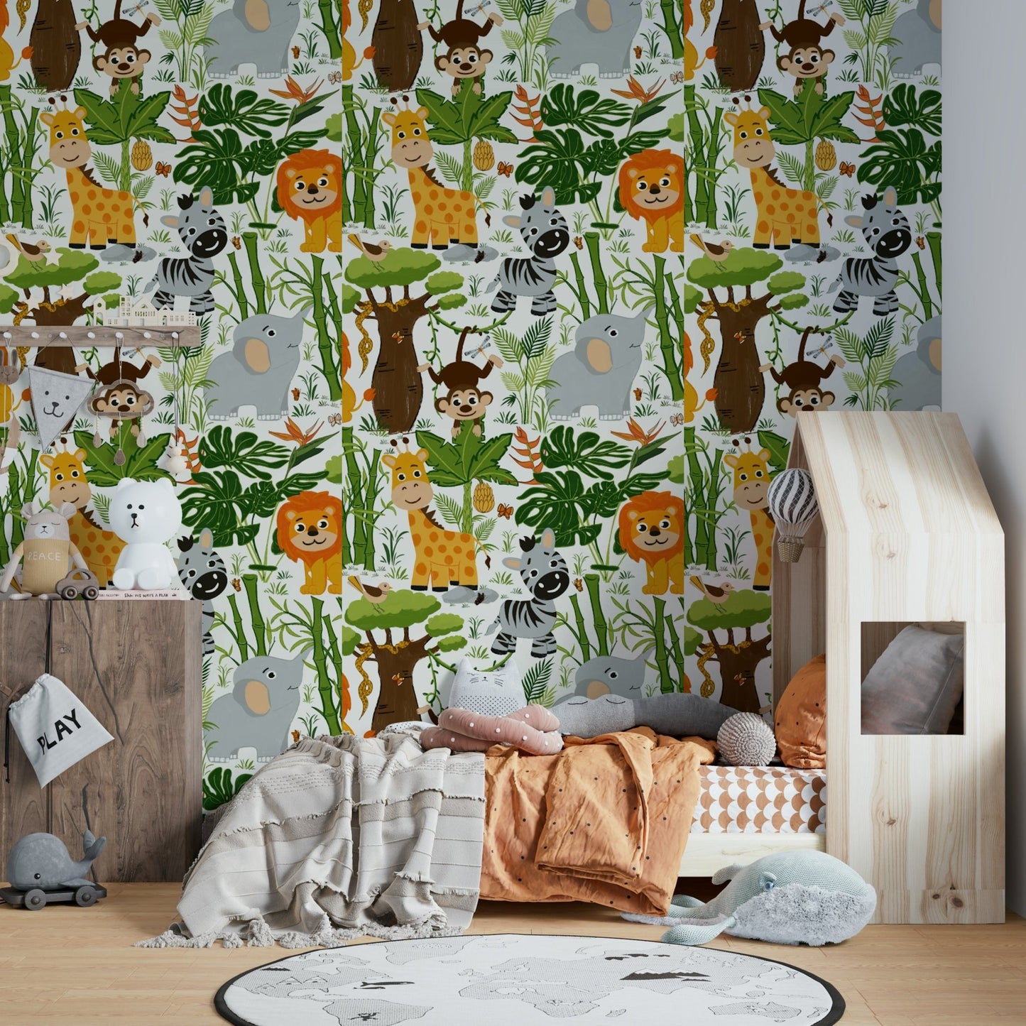 An artistic soft focus mural on minimalist wallpaper.