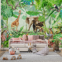 Artistic wildlife forest wallpaper mural tones A447
