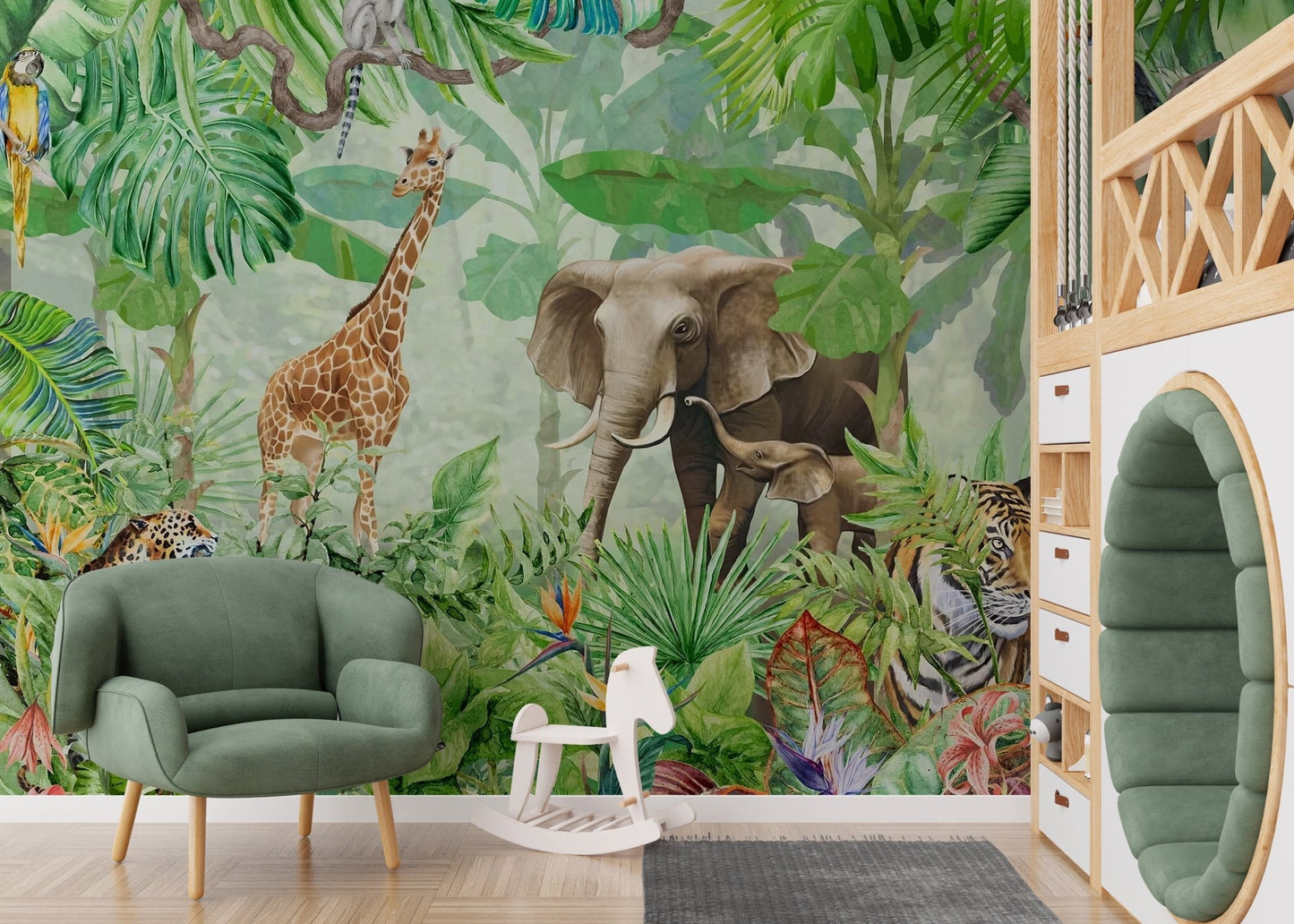 Wildlife Forest Green Color Wallpaper Murals - Giffywalls A447