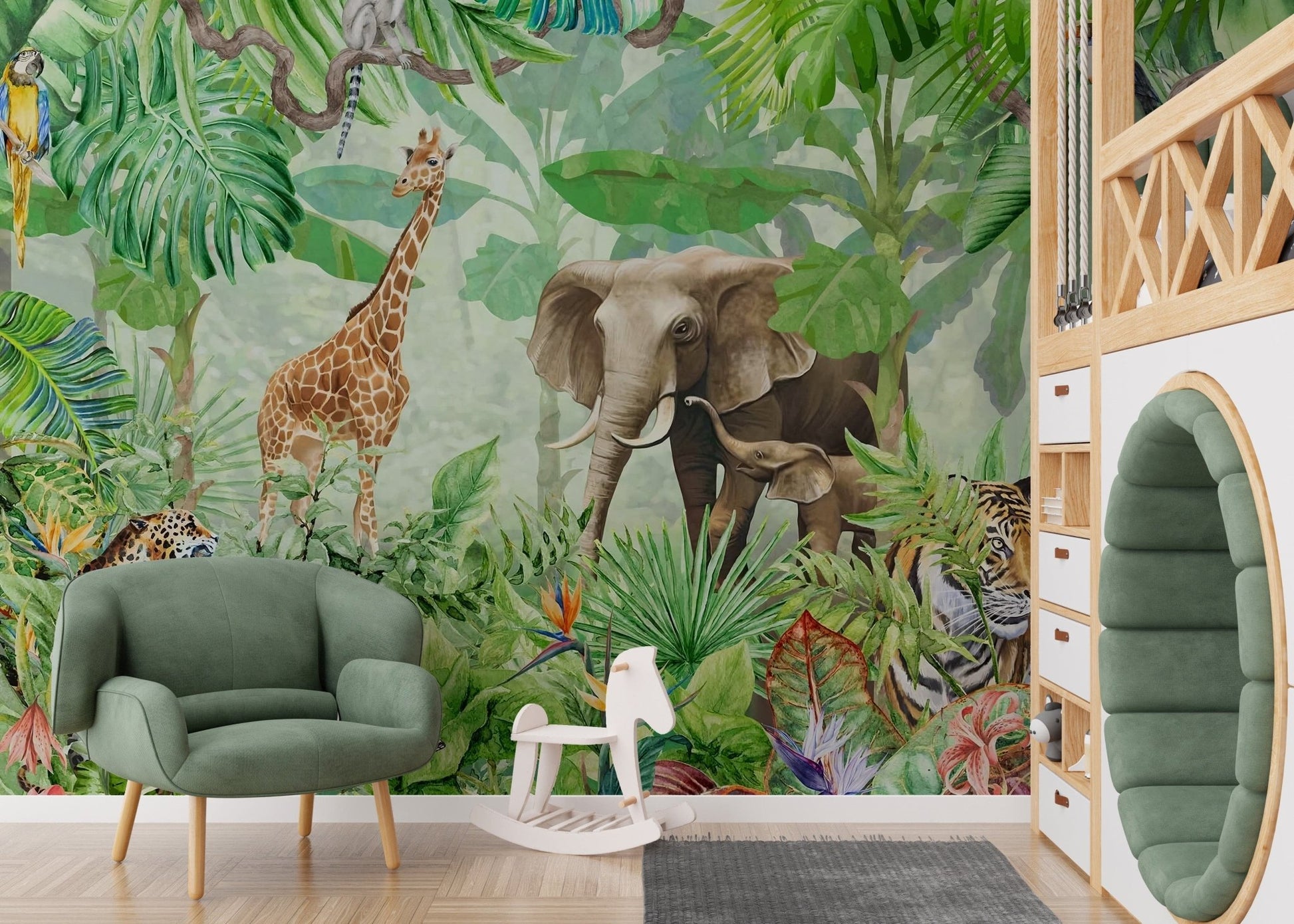 Wildlife Forest Green Color Wallpaper Murals - Giffywalls A447
