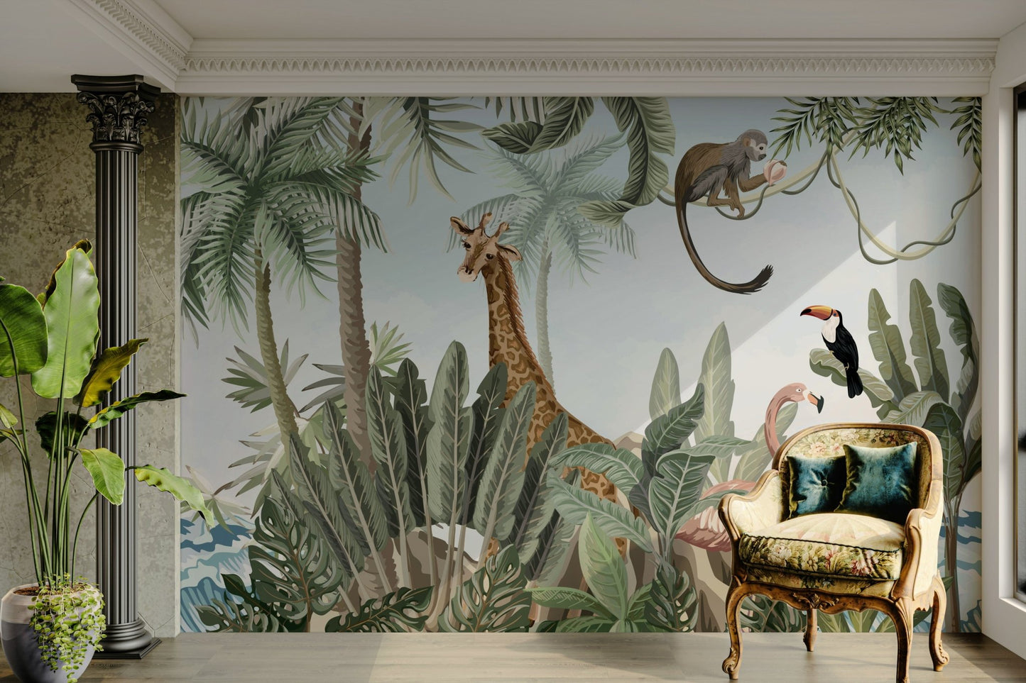 The scene has a strong sense of depth and layers.
