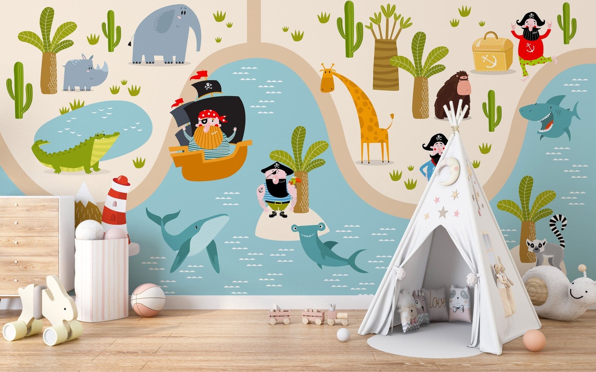 Pirate Animals Kids Wallpaper - Giffywalls