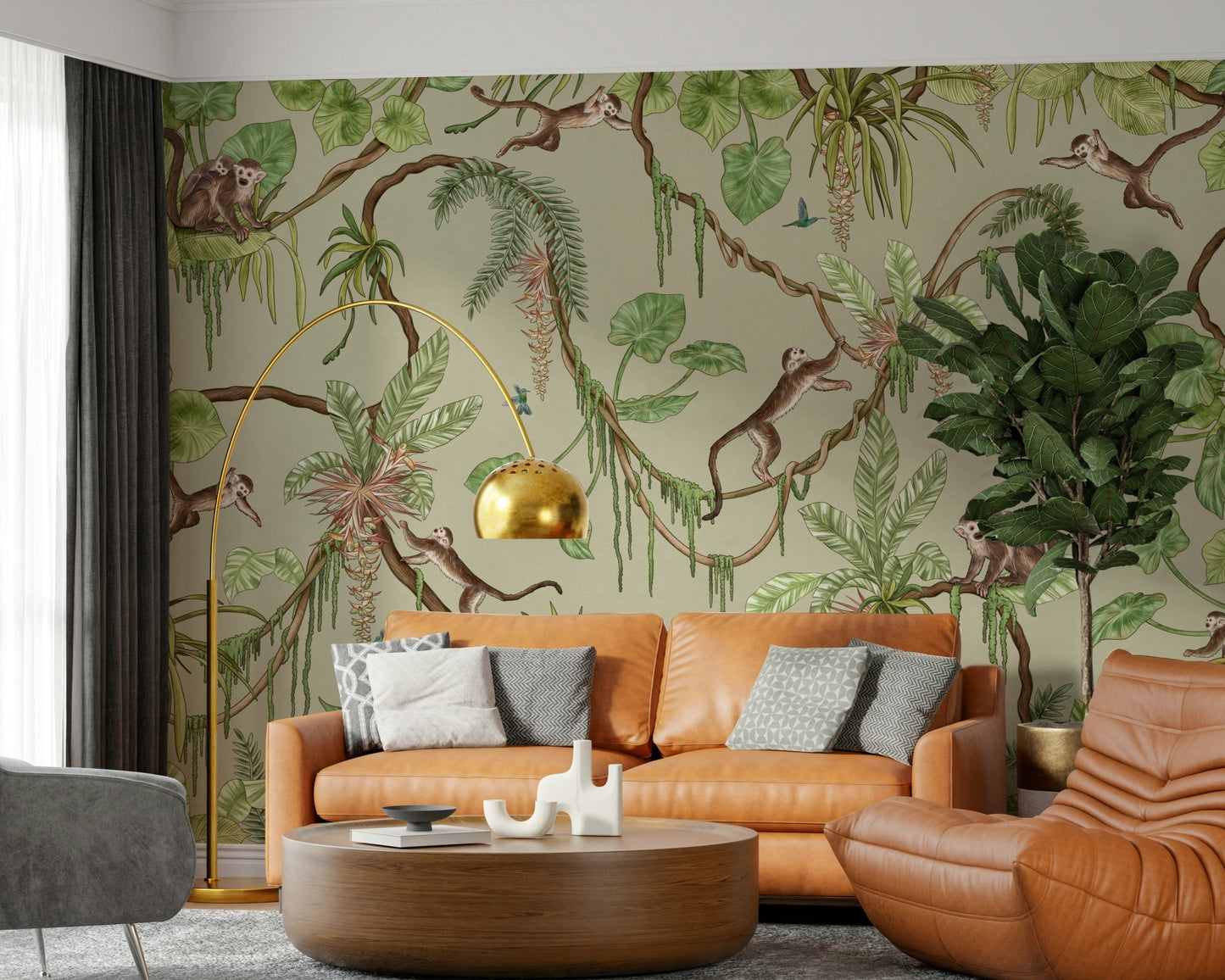 Colorful foliage and fauna design of the mural collection.