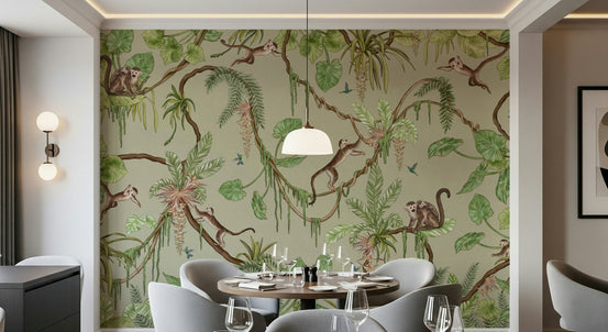 Jungle Jamboree Wall Mural in a bright, modern nursery room., GD6269