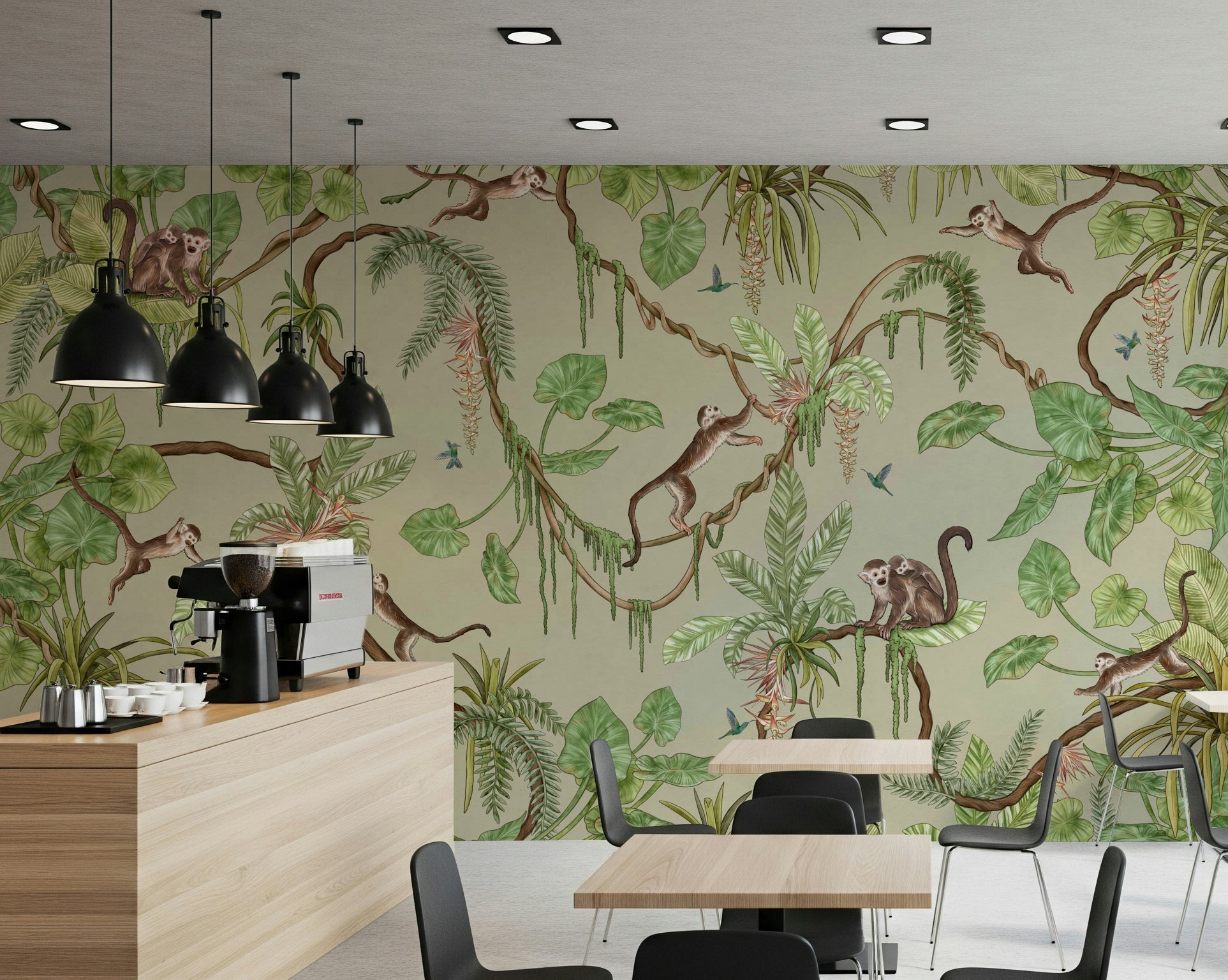 Bedroom accent wall featuring the exotic animal pattern.