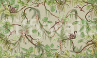 Design detail showing a smiling tiger in the jungle pattern.