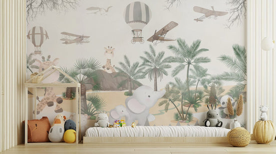 Jungle mural for kids' nursery wallpaper
 C329