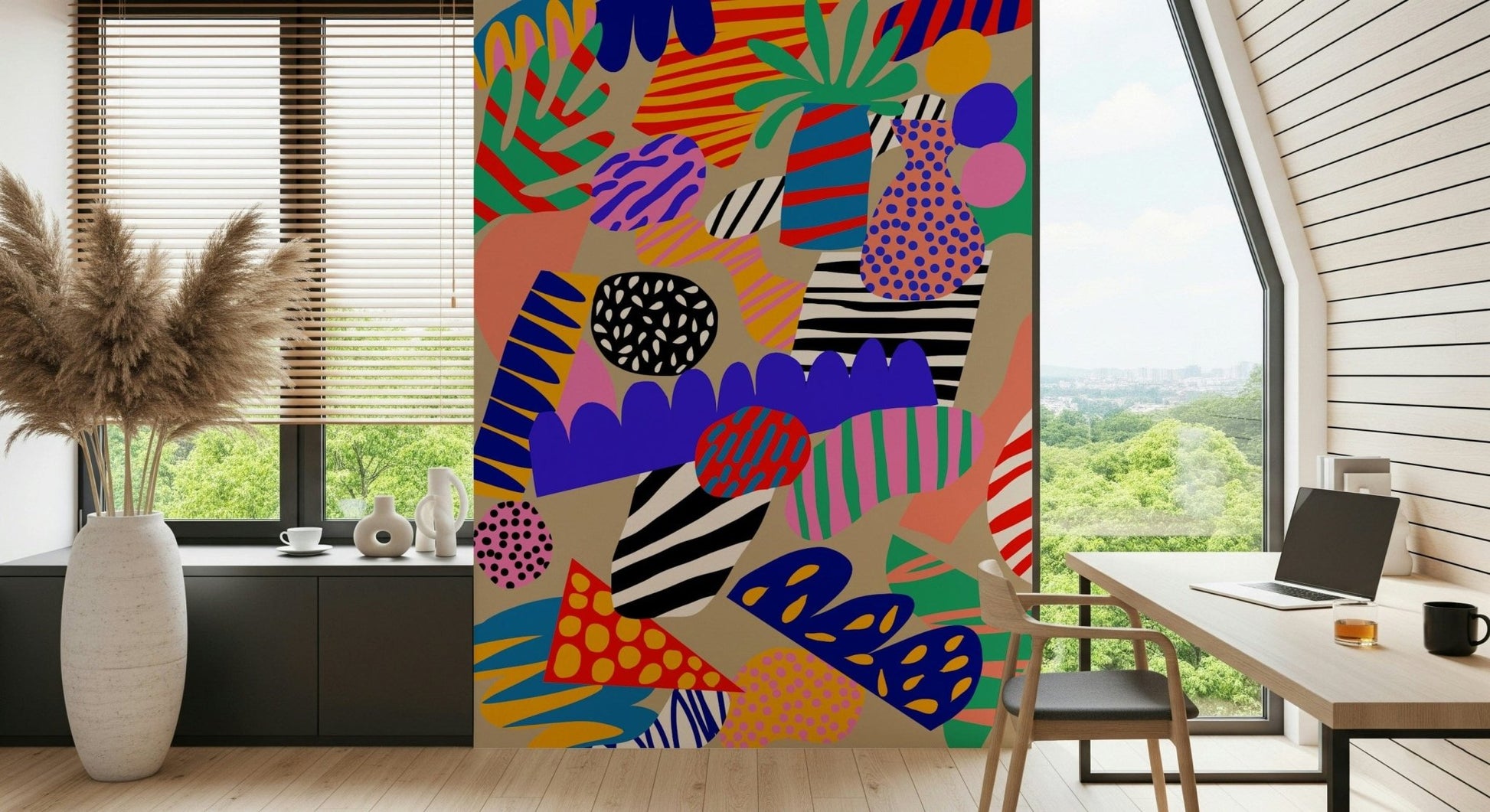 Wall mural, phantasmagorical jungle, Jungle Jive abstract art.