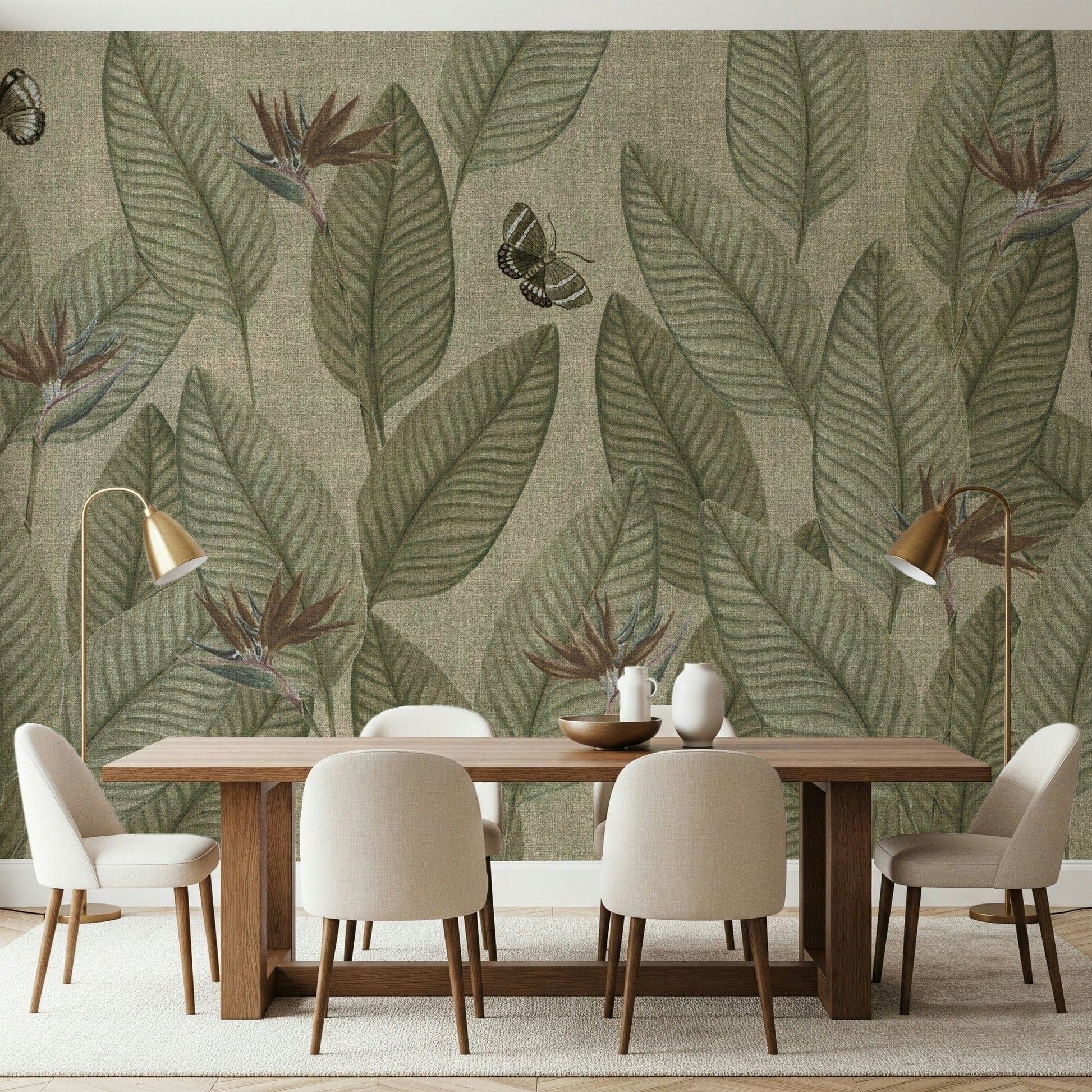 Mural wallpaper for walls, serene nature scene, unique jungle motif.