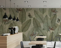 Naturalistic wall covering, Jungle Life, detailed foliage, timeless style.