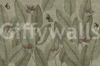 Jungle Life Antique earth-toned wallpaper, exquisite nature wall mural.